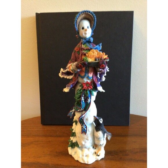 Lenox 1997 Winter Lady Christmas Figurine Snowman Penguin Hand-Painted Porcelain - Picture 2 of 10